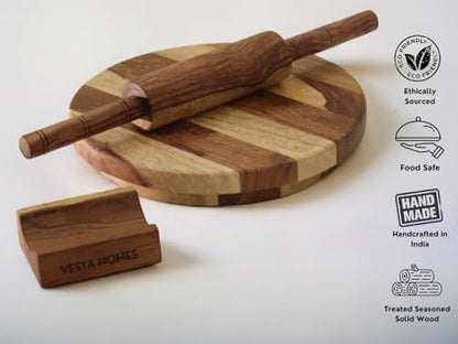 Image 3 of Vesta Homes Wooden Chakla/Pastryboard for Kitchen 9 * 9 * 1.5 Inches