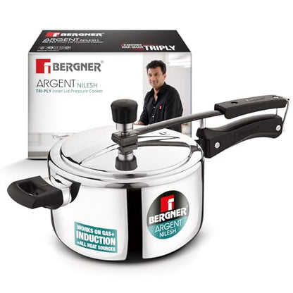 Image 3 of 3.5 Litres for the product Bergner Argent Triply Stainless Steel Pressure Cooker