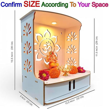 Image 5 of Devson Wooden Pooja Mandir with LED Light and Storage Shelves