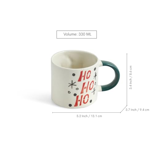 Image 7 of ExclusiveLane Christmas Charm Hand-Embossed Ceramic Coffee Mug Set of 2, 330 ML