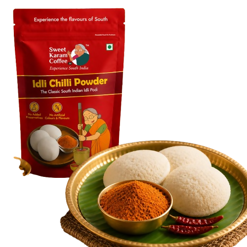 Image 1 of 180 gm for the product Sweet Karam Coffee Idli Powder (Chilli Gun Powder)