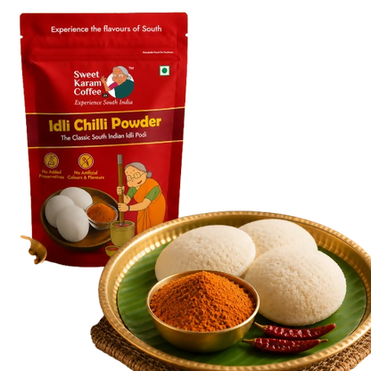 Image 1 of 180 gm for the product Sweet Karam Coffee Idli Powder (Chilli Gun Powder)