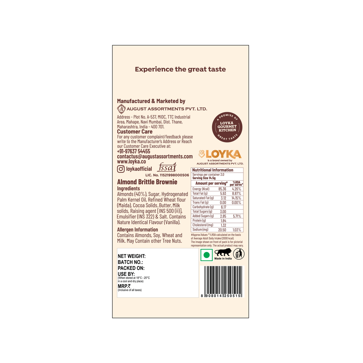 Image 5 of Loyka Almond Brittle Brownie 3 Pcs Box