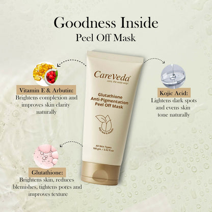 Image 9 of CareVeda Glutathione Skin Care Set of 3 | Face Wash & Peel off Mask, Sunscreen for Bright, Even-Toned Skin | Anti-Pigmentation & Glow Boost | For Men & Women