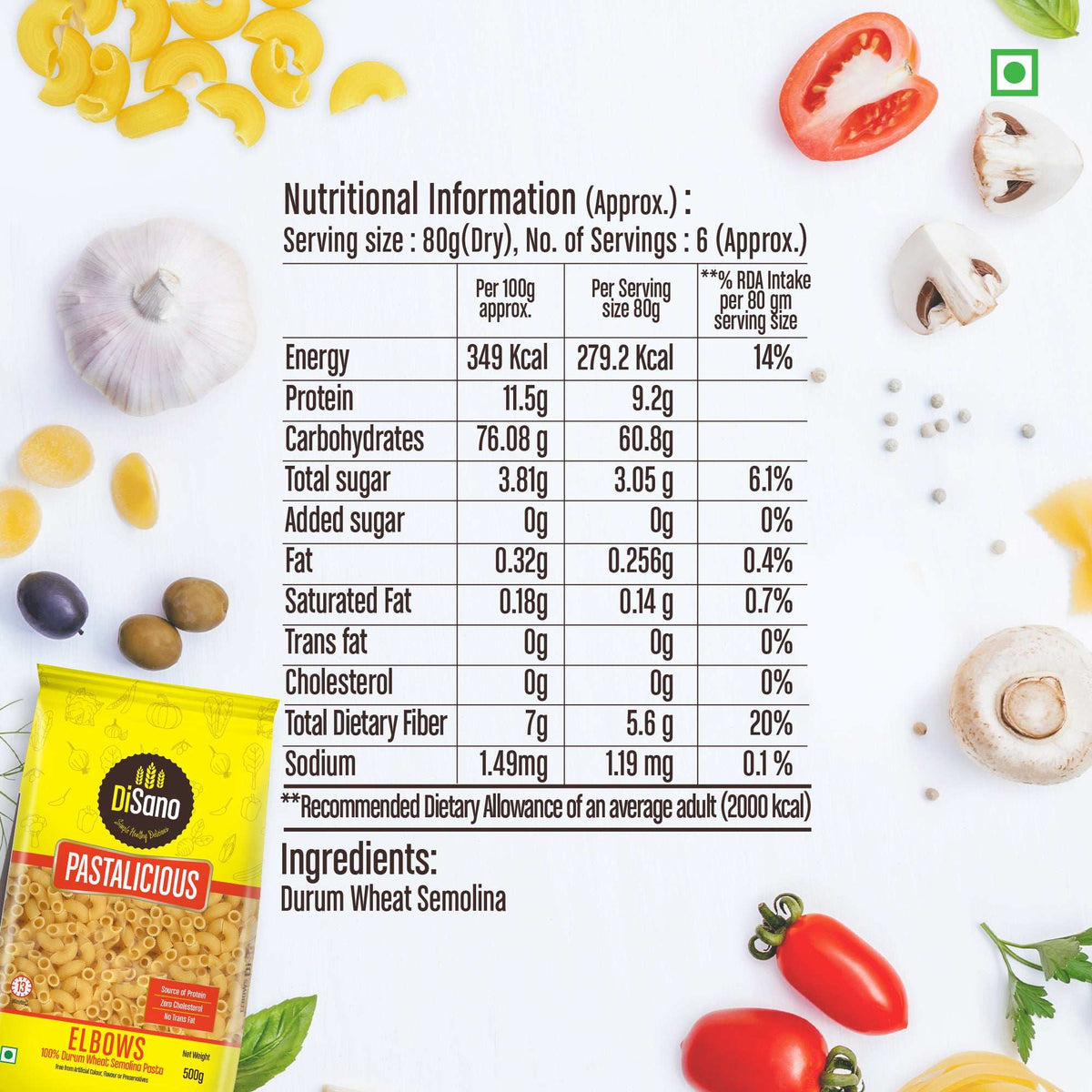 Image 4 of Disano Pastalicious 100% Durum Wheat Macaroni Pasta, Elbows, 500g