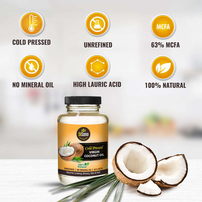 Image 4 of Disano Cold Pressed Virgin Coconut Oil Bottle, Glass Bottle, 500ml