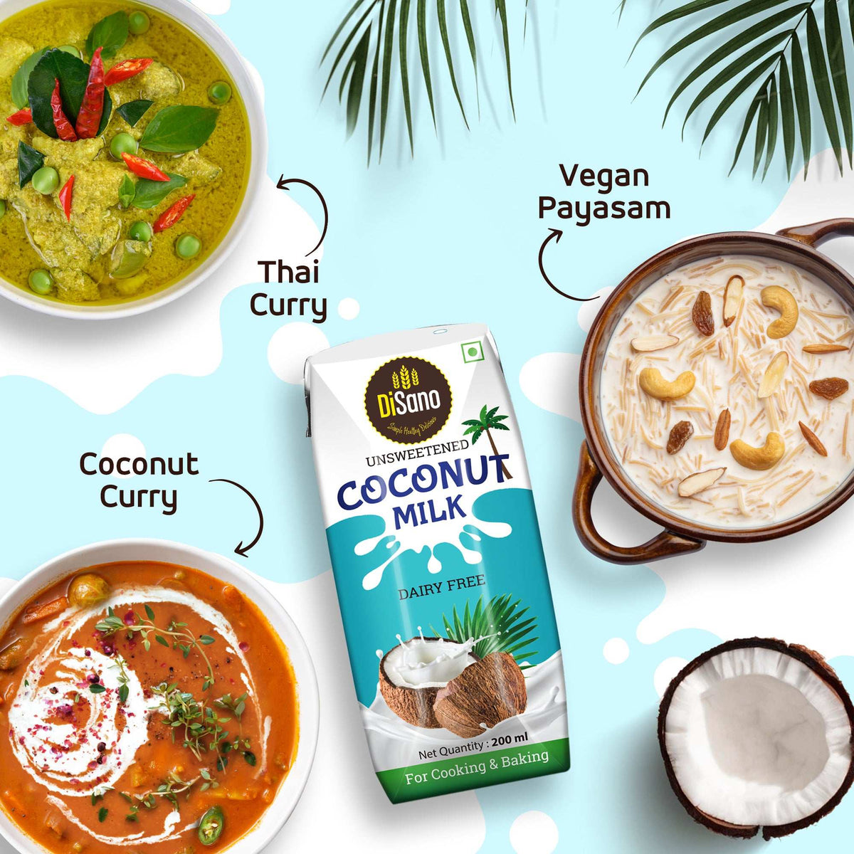 Image 4 of Disano coconut Milk, Vegan, No Added Sugar, 18% Fat, 200ml