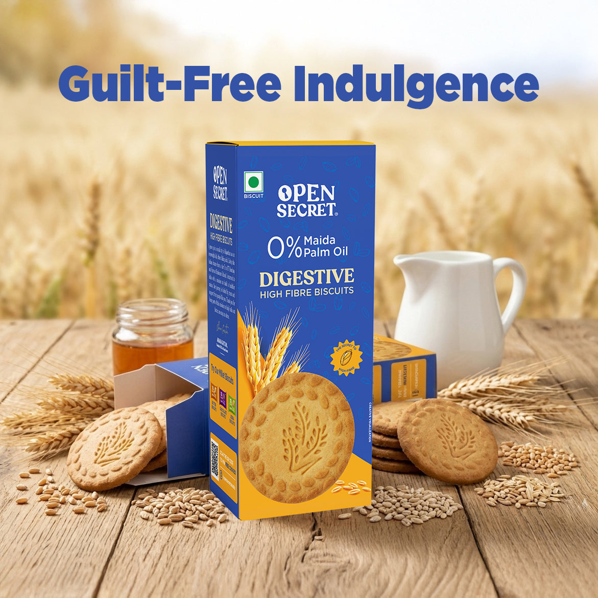 Image 3 of Open Secret Healthy Digestive Biscuit - 0% Maida, 0% Palm Oil, High Fibre - Goodness of Atta | Guilt Free