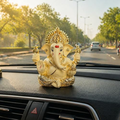 Image 17 of MUKUT4HANDGOLDOFFWHITE for the product Gold Art India Ceramic Ganesh Idol