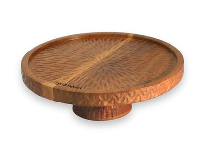 Image 1 of Default Title for the product Vesta Homes Large Round Acacia Wooden Cake Stand, Pizza Stand & Charcuterie Board | Diameter - 12 inch, Height - 4 inch