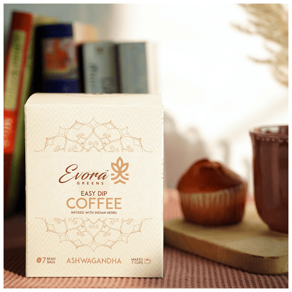 Image 3 of Evora Greens Easy Dip Coffee Bean Bag (12.5gm Each) Ashwagandha