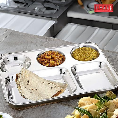 Image 6 of HAZEL Stainless Steel Compartment Mess Plate Set of 2