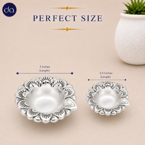 Image 2 of Dev Aastha 999 Silver Plated Flower Diya Set of 5