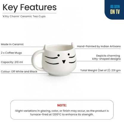 Image 5 of ExclusiveLane 'Kitty Charm' Ceramic Tea Cups