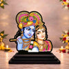 Image 1 of Default Title for the product Radha Krishna Face Wooden MDF Printed Idol with Stand, 4 x 5 Inch, Pooja Room Decor, Home Temple Mandir Decoration, Religious Gift