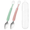 Image 1 of Default Title for the product TONY STARK Baby Double Side Head 2 in 1 Silicone Food Spoon with Stainless Steel Fruit Scraper and Travel Case