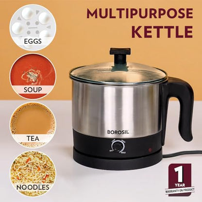 Image 7 of Borosil 1 L Omni Stainless Steel Electric Kettle with Egg Tray