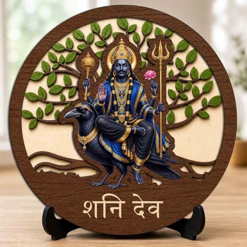 Image 1 of Default Title for the product Shani Dev Wooden Murti for Home Mandir, Prayer Room, Table Top Decor & Spiritual Gifting - 5x5 Inch
