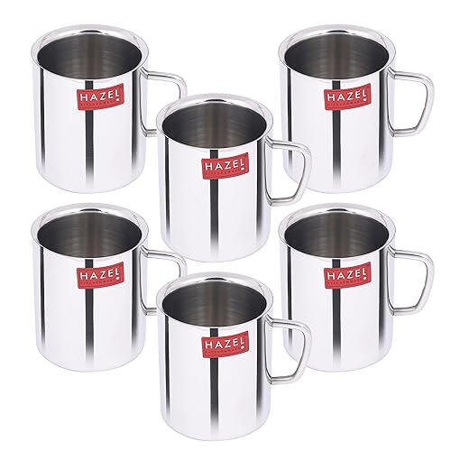 Image 1 of Default Title for the product HAZEL Stainless Steel Double Wall Green Tea Coffee Mug Set of 6, 210 ml Each