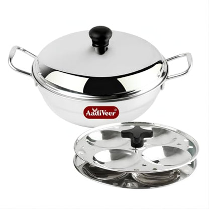 Image 1 of Default Title for the product Premium Stainless Steel Idli Maker 2 Plates, Makes 8 Soft Idlies | Induction & Gas Stove Compatible Idli Steamer | Durable, Easy-Clean Idly Cooker for Healthy South Indian Breakfast