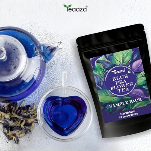 Image 5 of TEAAZA Blue butterfly Pea Flower tea For Weight loss,belly fat,skin & acne|Caffeine Free Herbal Tea|100% Organic Blue Pea Tea|Plant Based|ANTIOXIDANT RICH|10 Grams|20 Cups|Non - GmO - Vegan