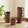 Image 1 of Default Title for the product ExclusiveLane Mocha Brewline Ceramic Tea Cups Set of 6 (220 ml)