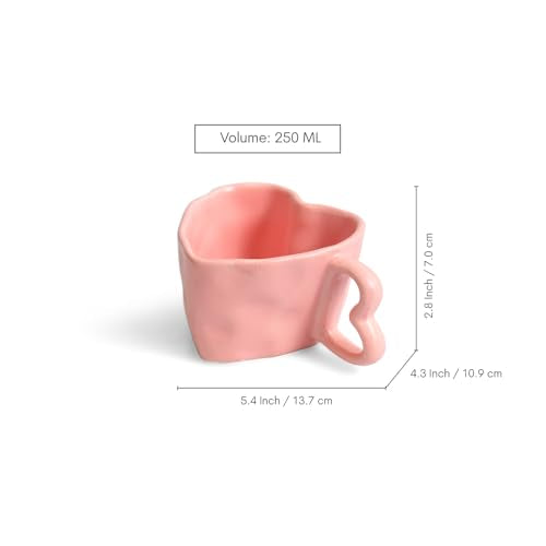 Image 6 of ExclusiveLane Heart Pink Ceramic Coffee Mugs Set of 4 250 ml
