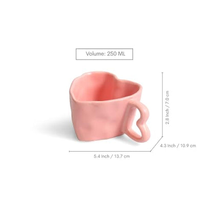 Image 6 of ExclusiveLane Heart Pink Ceramic Coffee Mugs Set of 4 250 ml