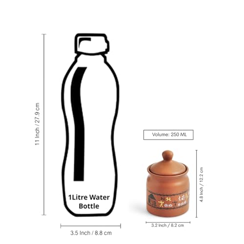 Image 5 of ExclusiveLane Warli Village Tales Handcrafted Ceramic Pickle Jar With Lid 250 ML