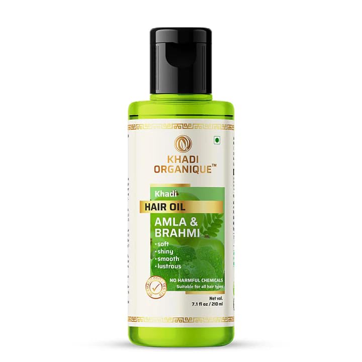 Image 1 of 210 ml for the product Khadi Organique Amla & Brahmi Hair Oil for Hair Strength