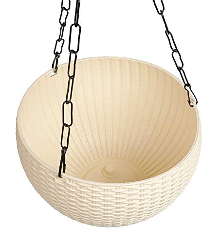 Image 5 of Go Hooked 7.1" Plastic Rattan Hanging Basket/Hanging Pots with Metal Hanging Chain/Multicolored Hanging Planters- Set of 7 (Flowers Not Included)