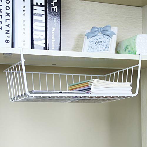 Image 6 of Go Hooked 16 Inch Under Shelf Storage Basket | Heavy Duty Metal Under Cabinet Organizer for Kitchen, Pantry, Cupboard, Wardrobe, Closet & Bathroom | Hanging Wire Basket (Silver, Pack of 1)