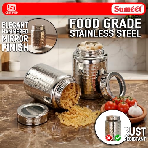 Image 11 of Sumeet Stainless Steel Hammered Canister Container for Kitchen Storage