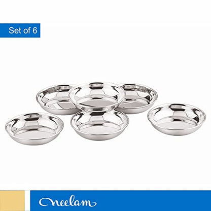 Image 2 of neelam Stainless Steel Prem Small Halwa Plate 14 cm Set of 6