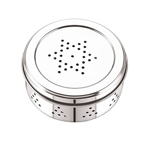 Image 3 of 1330 ml for the product neelam Stainless Steel Coriander Dabbas with Air Ventilation