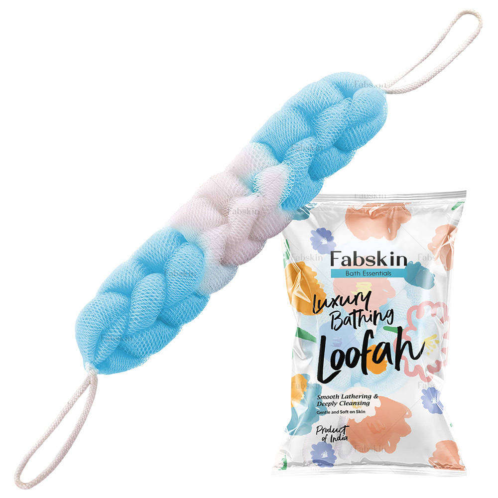 Image 2 of Blue / Pack of 1 for the product Fabskin Luxury Bathing Back Scrubber Loofah Belt - Strechable 9 Knots Bath Sponge