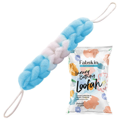 Image 2 of Blue / Pack of 1 for the product Fabskin Luxury Bathing Back Scrubber Loofah Belt - Strechable 9 Knots Bath Sponge
