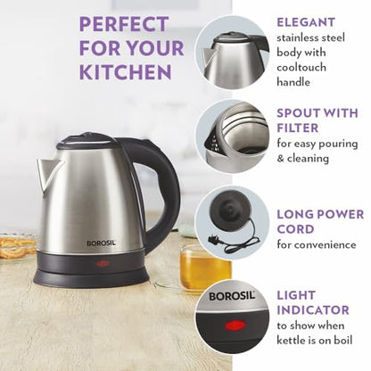 Image 5 of Borosil 1.5 L Stainless Steel Electric Kettle