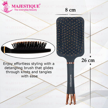 Image 2 of Majestique Crown Series Paddle Brush with A Large Cushion HR152, Smoothing Detangling