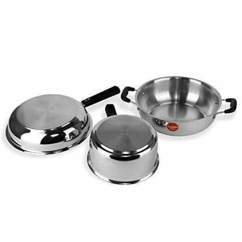 Image 2 of Stainless Steel Induction Cookware  Sauce Pan +Kadhai + Fry Pan - Set of 3