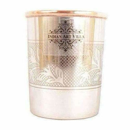 Image 2 of Embossed Design Steel Copper Glass Tumbler (250ml) - Set of 2