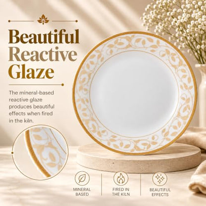 Image 6 of CELLO Amber Gold Divine Series Opalware Dinner Set of 27 Pieces for Family of 6