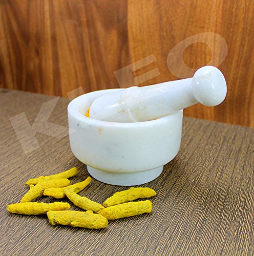 Image 6 of KLEO White Marble Stone Mortar and Pestle Set 5" Diameter