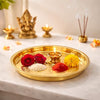 Image 1 of Default Title for the product Spillbox Brass Pooja Thali For Mandir Traditional Pital Puja Engraved Aarti Thali -9 Inch-Petal Plate