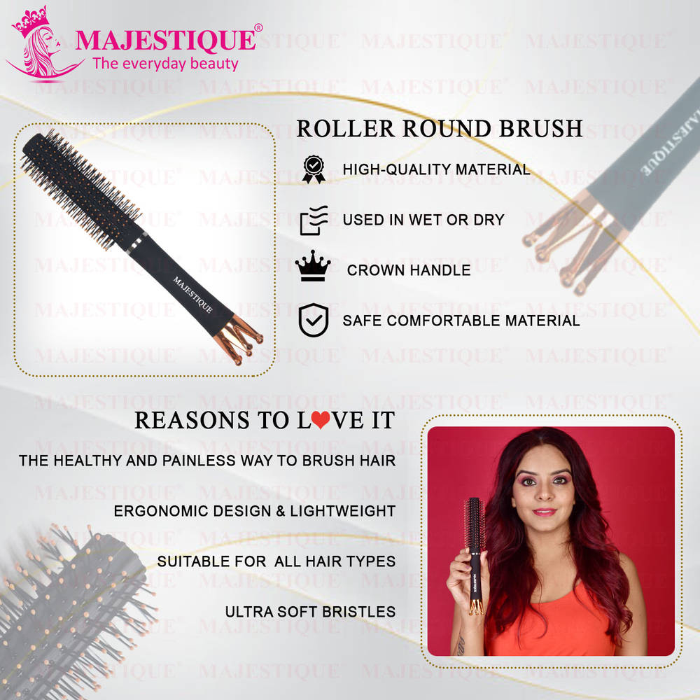Image 6 of Majestique Crown Series Round Hair Brush for Blow Drying HR151 Nylon Bristles