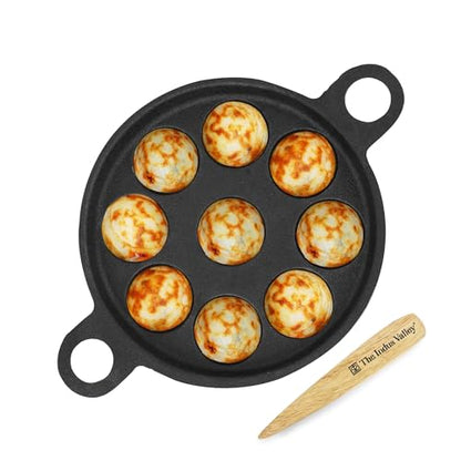 Image 8 of Round Paniyaram Pan / 9 Pit / 8.2 Inch + Spatula for the product The Indus Valley Cast Iron Paniyaram Pan