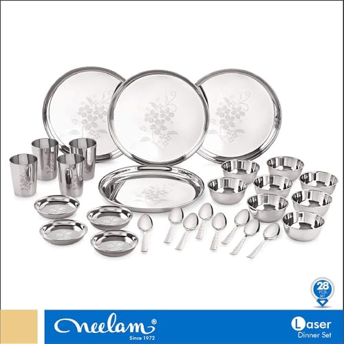 Image 3 of neelam Stainless Steel Dinner Set, 24 Gauge, 28 Pcs