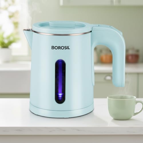Image 2 of Light Blue for the product Borosil Eva Cool Touch Stainless Steel Electric Kettle 600 ml
