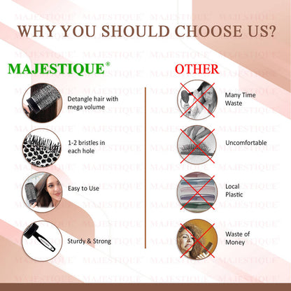 Image 4 of Majestique Blow Dry Hair Roller Brushes And Tail Comb - Set Of 3