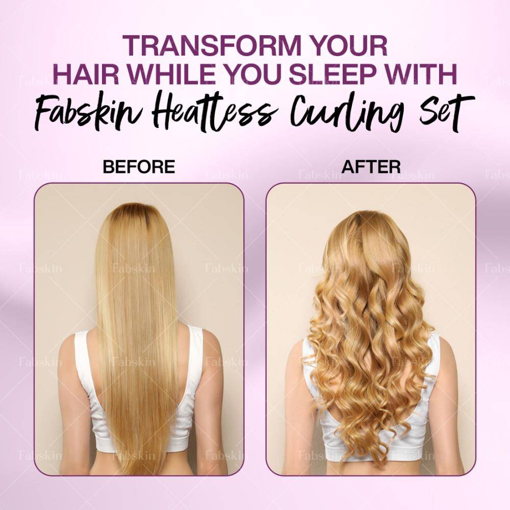 Image 4 of Fabskin Heatless Hair Curler Set With Hair Curling Rod, Scrunchies & Claw Clip - Wine